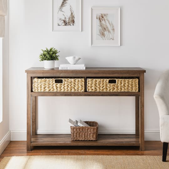 Walker Edison Reclaimed Barnwood Mission Storage Entry Table